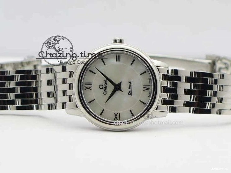 0505 Colorful De Ville 27mm Ladies MK 1:1 Best Edition White MOP Dial On SS Bracelet Ronda Quartz 8191